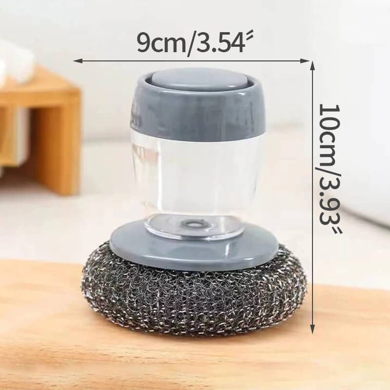 Press Type Automatic Filling Wash Brush Kitchen Soap Dispensing Brushl Household Cooktop Cleaning Brush Wire Ball Brush