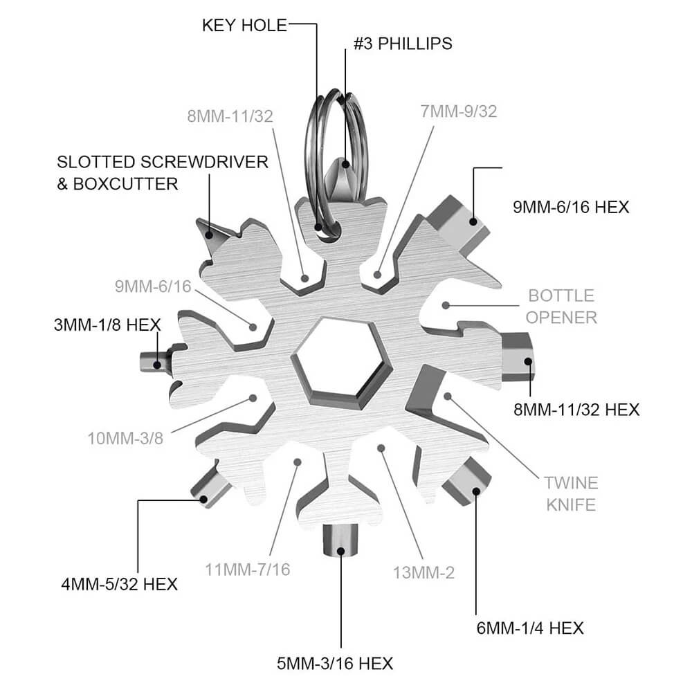 Multifunctional Portable 18 in 1 Snow Wrench