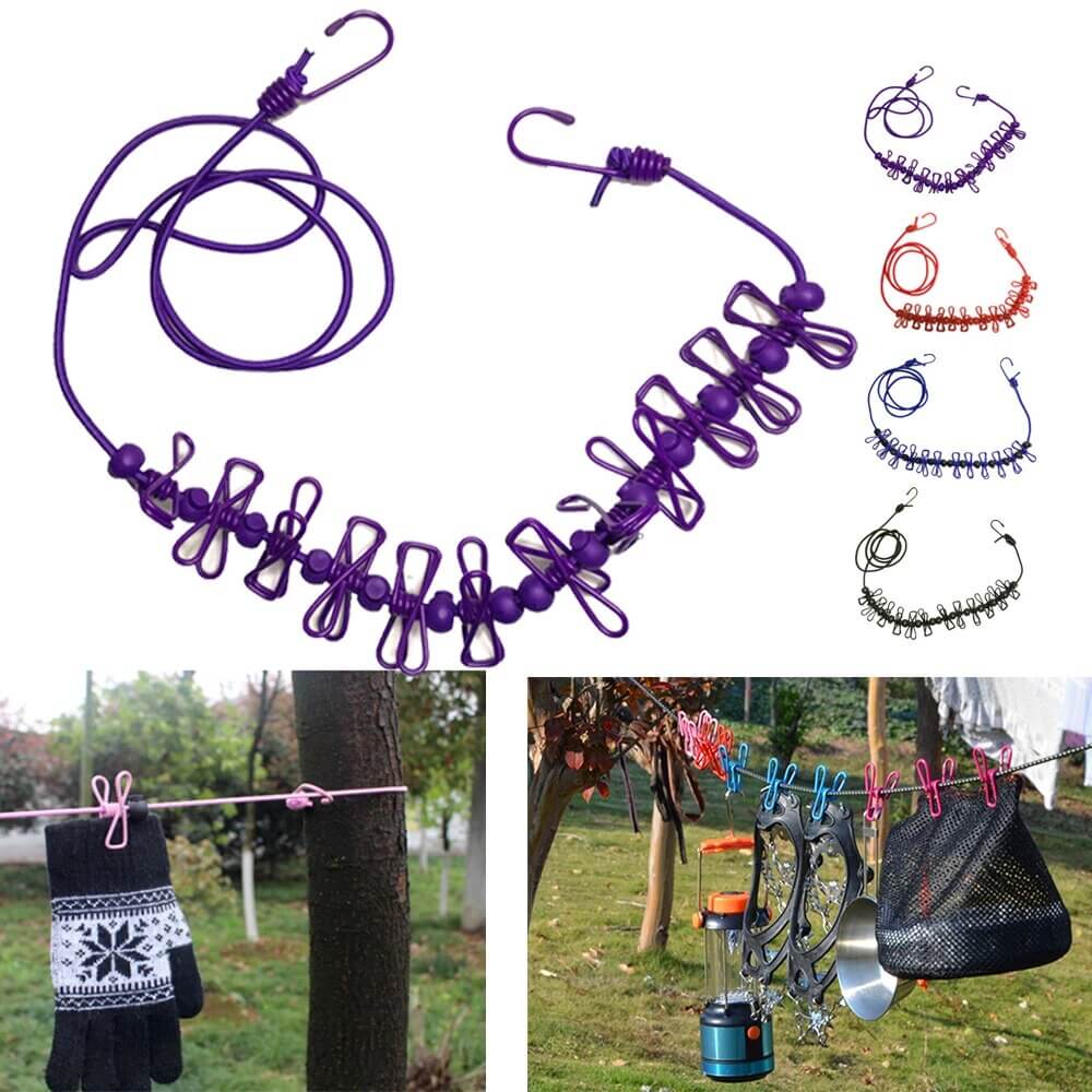 Tour clip -drying rope portable windproof 12 clip clip clothes drying ropes